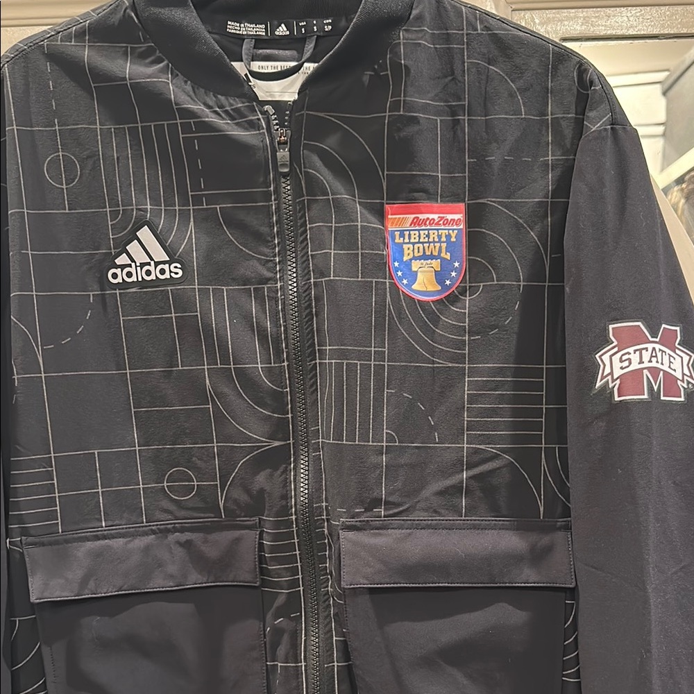 Adidas Black Bomber Jacket with Varsity Style